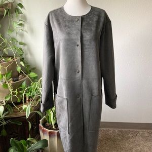 New Philosophy Olive Green Polyester Snap Closure Long Cardigan size L